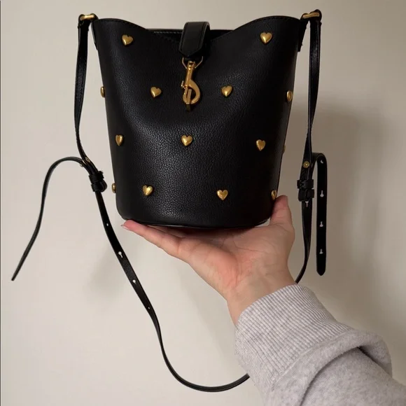 Rebecca Minkoff Black Crossbody Bag with Gold Heart Accents - Picture 5 of 10
